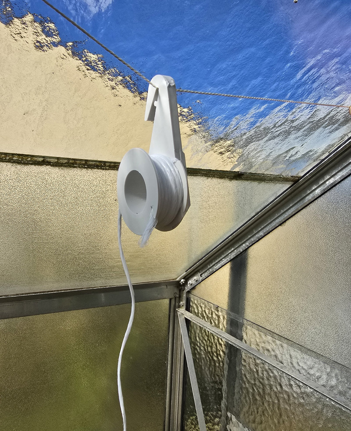 10 x Aufhängerolle Gewächshaus 8 Meter synth. Garn Tomatenrollen Schnurführung Rankhilfe