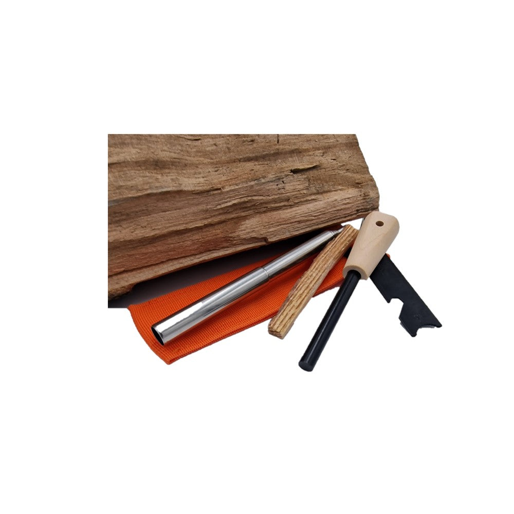 Fire starter set, fire steel 7 cm magnesium, survival, outdoor, bushcraft, camping, 4-piece.