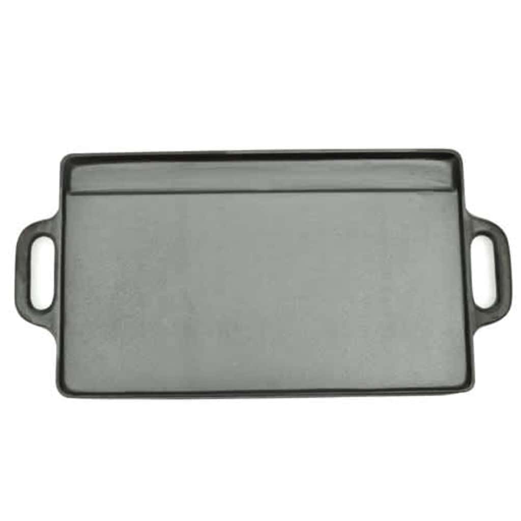 Grillplatte 2x Wendeplatte Gusseisen 46 x 23 cm Antihaftbeschichtet Langlebig