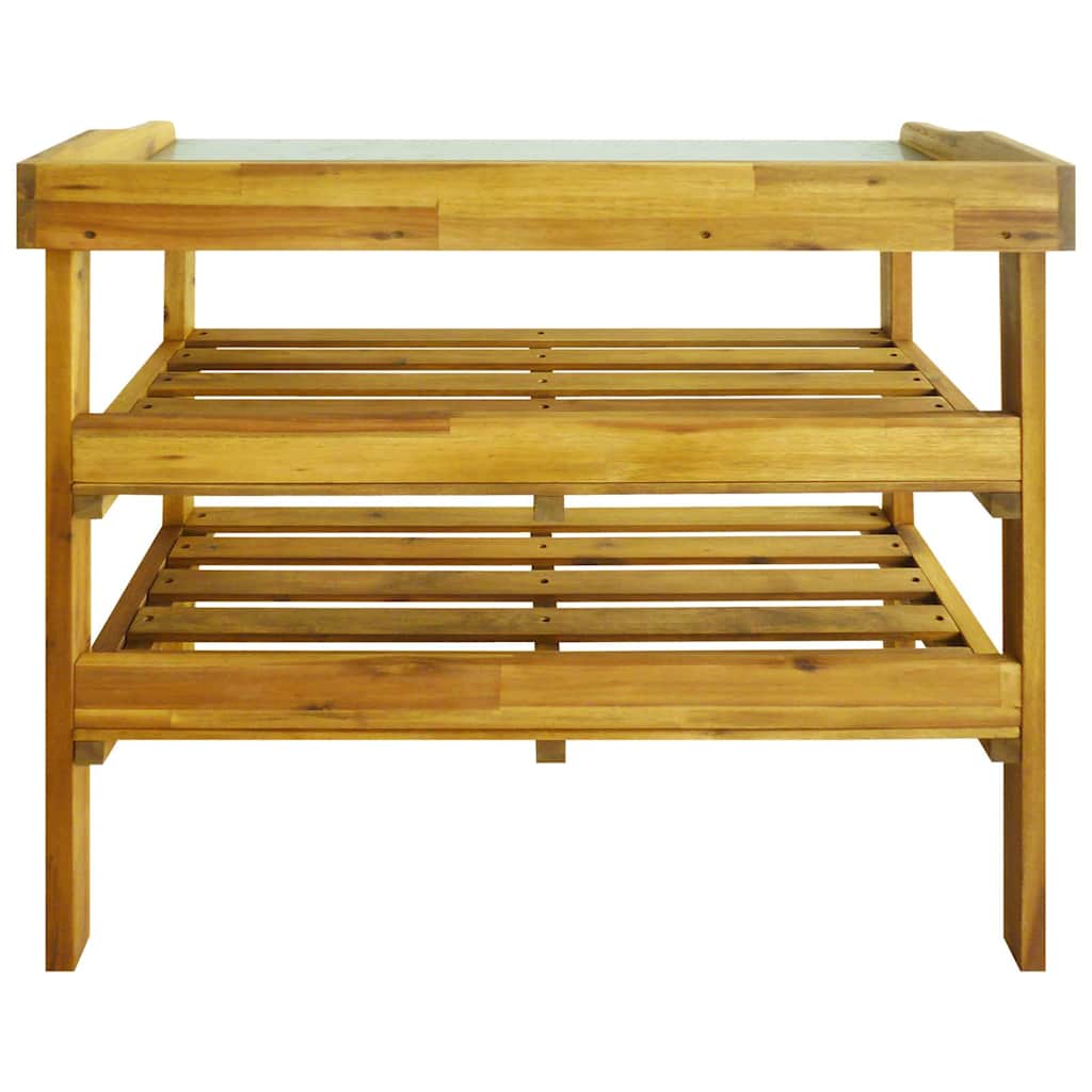 vidaXL Planting Table with 2 Shelves, Acacia Solid Wood and Zinc