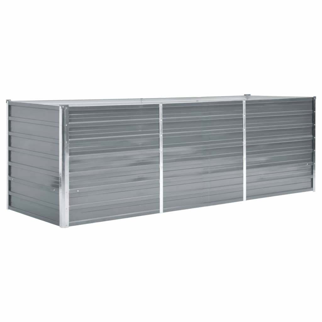 Garden raised bed, galvanized steel, 240x80x77 cm, grey, flower box, planter