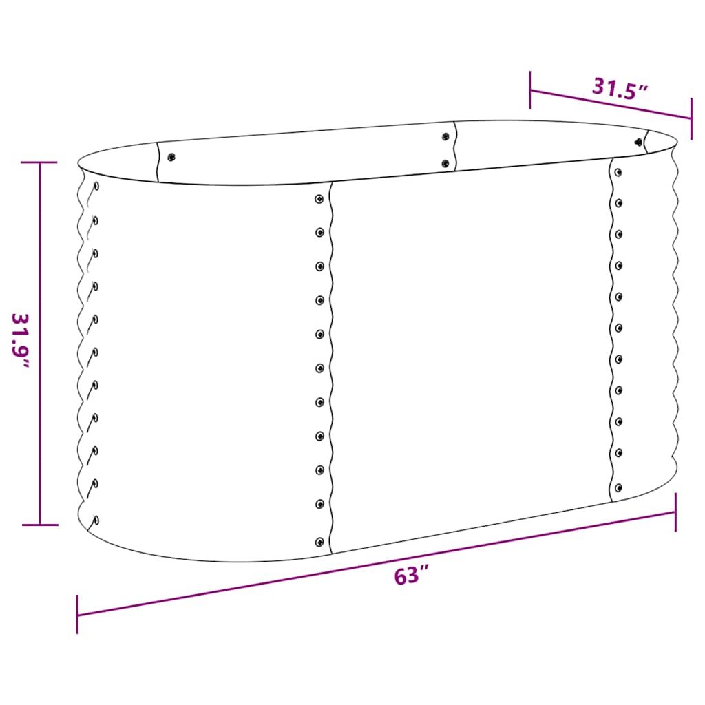 Garten-Hochbeet 160x80x81 cm Verzinkter Stahl Anthrazit Pflanzkübel oval
