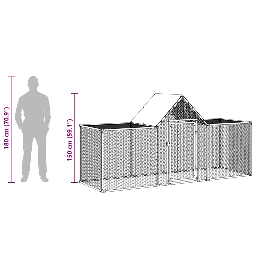 Hühnerkäfig Hühnerstall Stahl 3 x 1 x 1,5 m Auslauf Freigehege Tierkäfig Geflügelstall