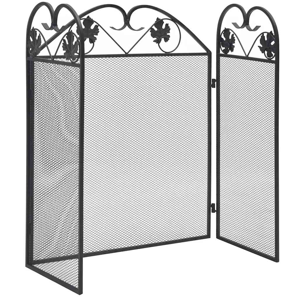 Funkenschutz Kamin Kaminschutzgitter 3-teilig 102x61 cm Eisen klappbar Schwarz