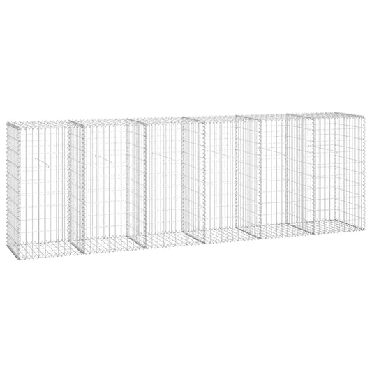 Gabion wall, galvanized steel, 300×50×100 cm, gabion fence, wire basket, stone wall
