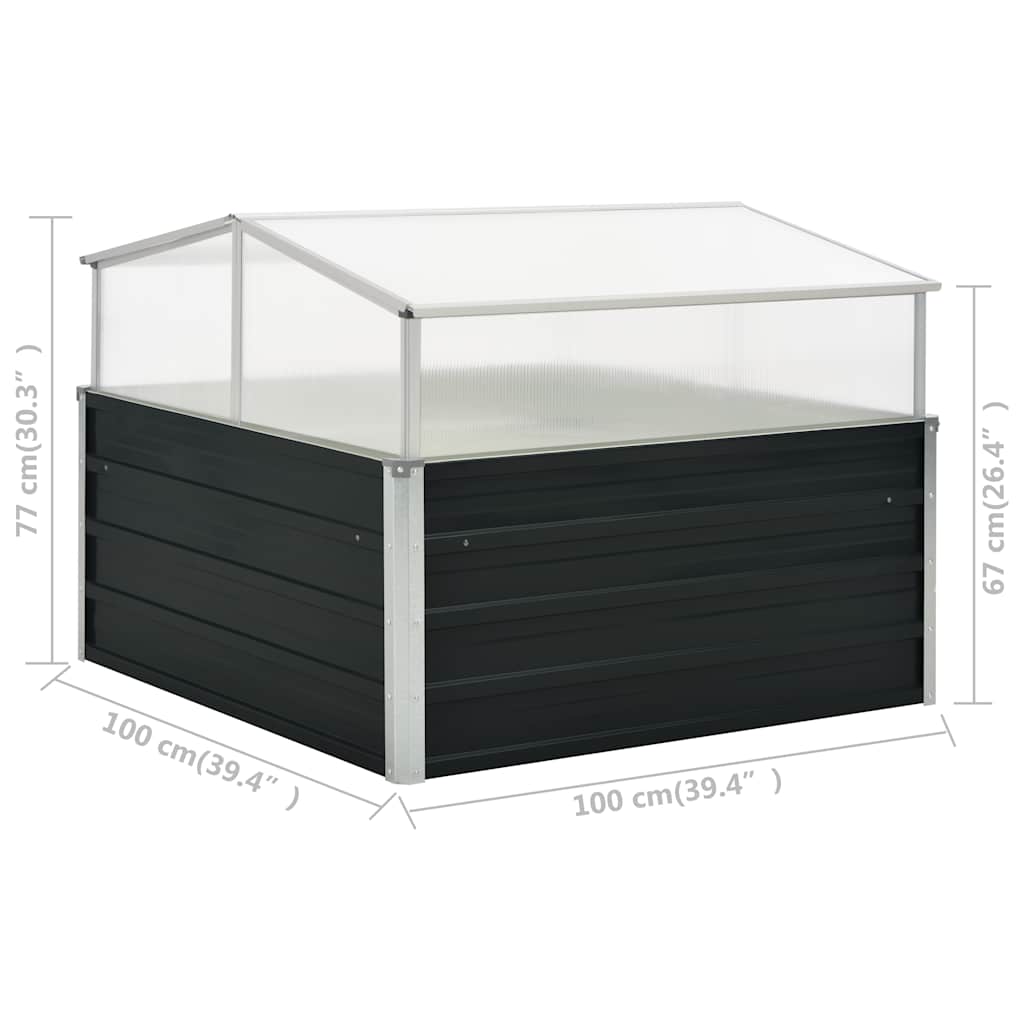 vidaXL Greenhouse Anthracite 100x100x77 cm Galvanized Steel