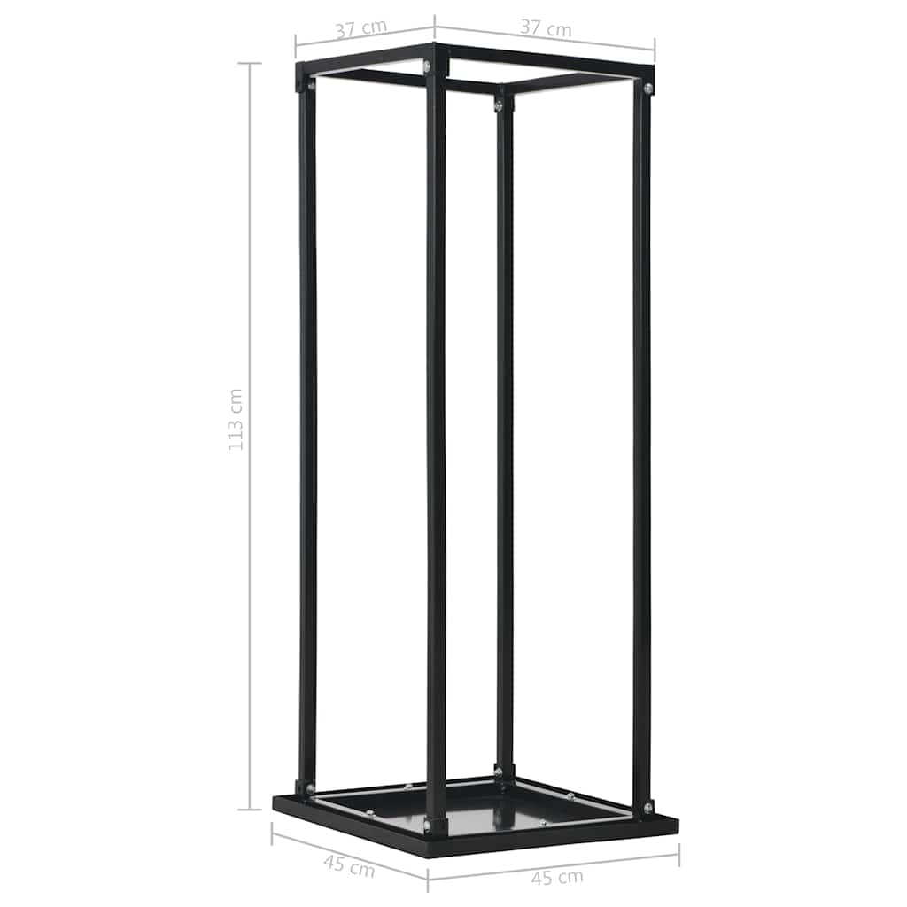 Firewood rack, steel, black, 37 x 37 x 113 cm, log storage, firewood holder, floor-standing