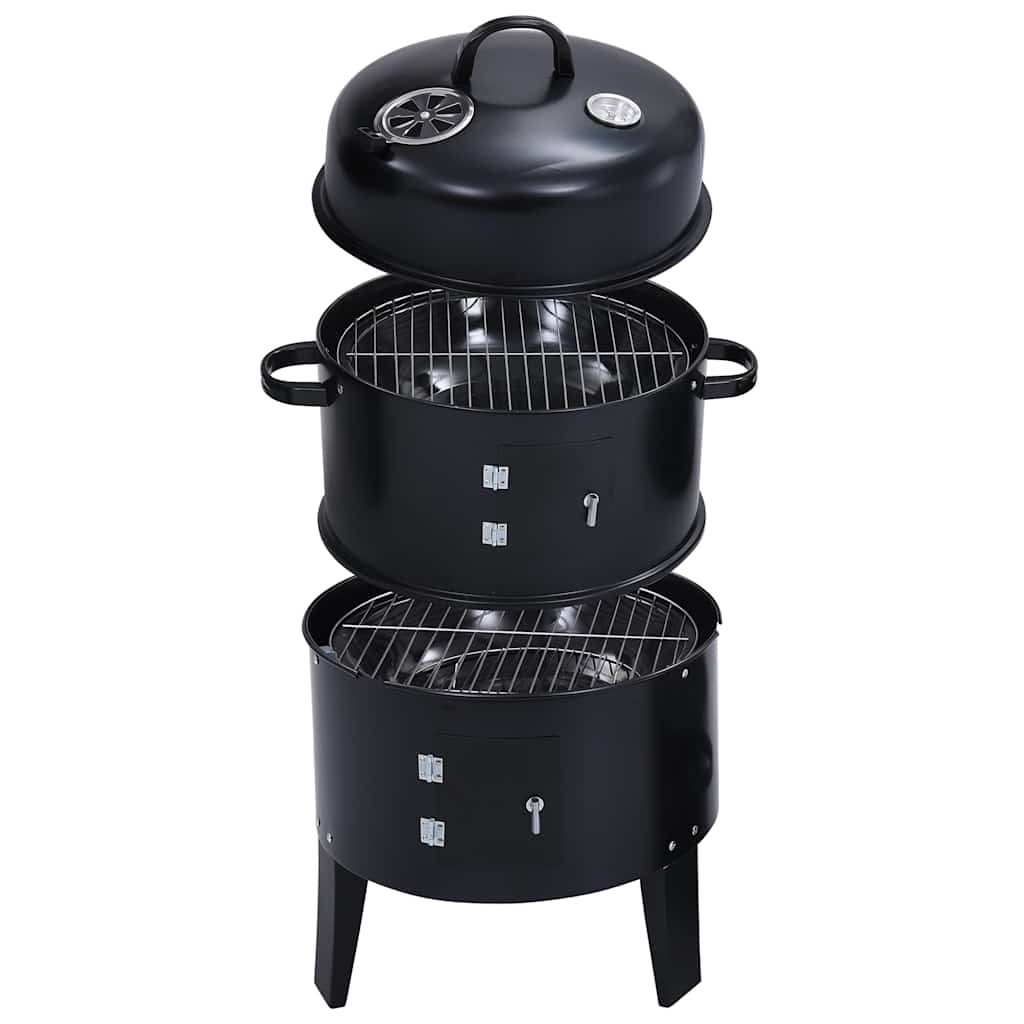 3in1 Räuchergrill Smoker Holzkohlegrill mit Thermometer BBQ Grill