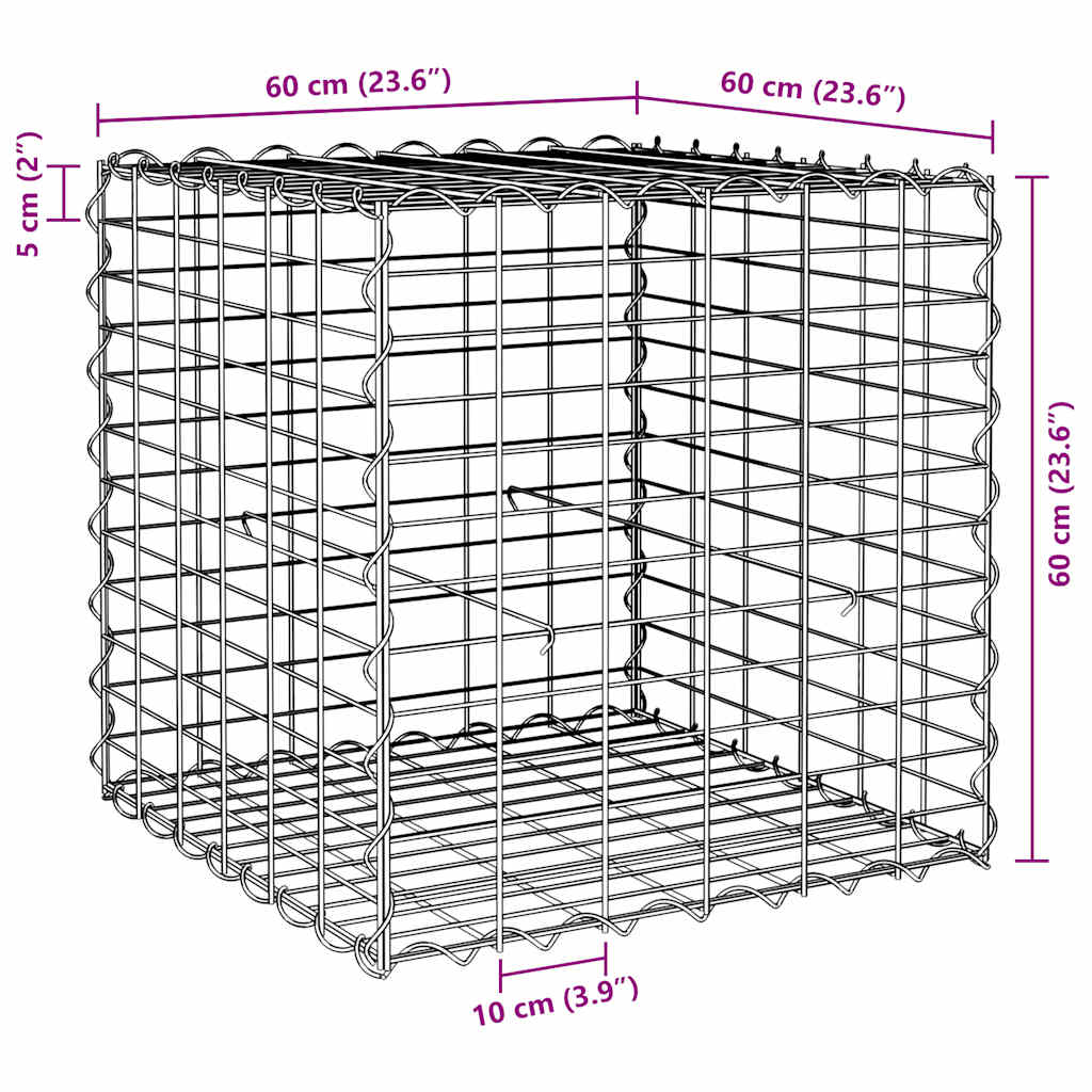 Gabion cube steel wire 60x60x60 cm stone basket garden fence element wall