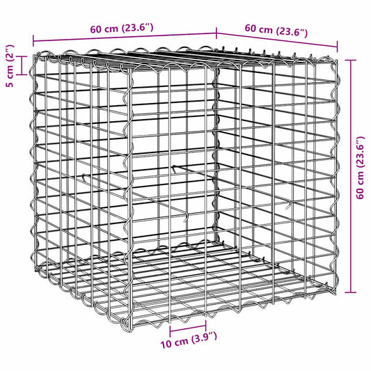 Gabion cube steel wire 60x60x60 cm stone basket garden fence element wall