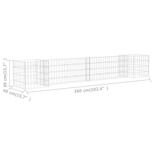 Gabion planter basket H-shape steel wire 260x40x40 cm galvanized gabion wall planter box