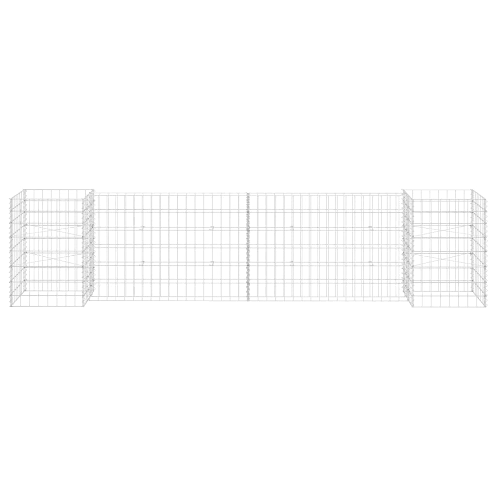 Gabionen Pflanzkorb H-Form Stahldraht 260x40x60 cm verzinkt Gabionenwand Pflanzkasten