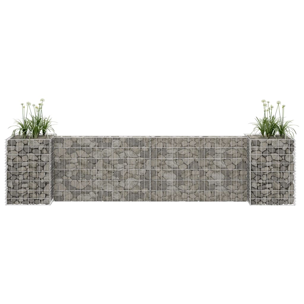 Gabionen Pflanzkorb H-Form Stahldraht 260x40x60 cm verzinkt Gabionenwand Pflanzkasten