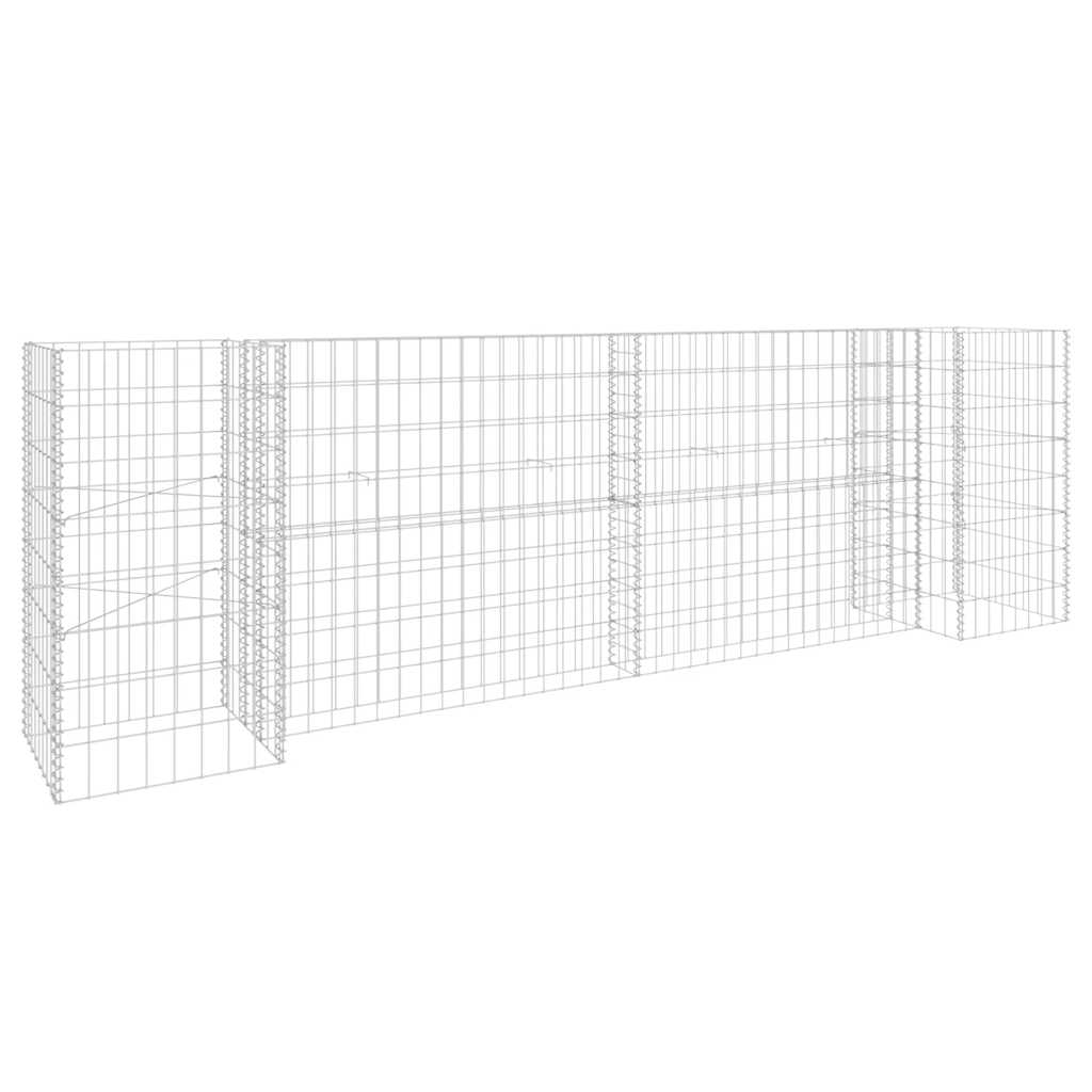 Gabionen Pflanzkorb H-Form Stahldraht 260x40x80 cm verzinkt Gabionenwand Pflanzkasten