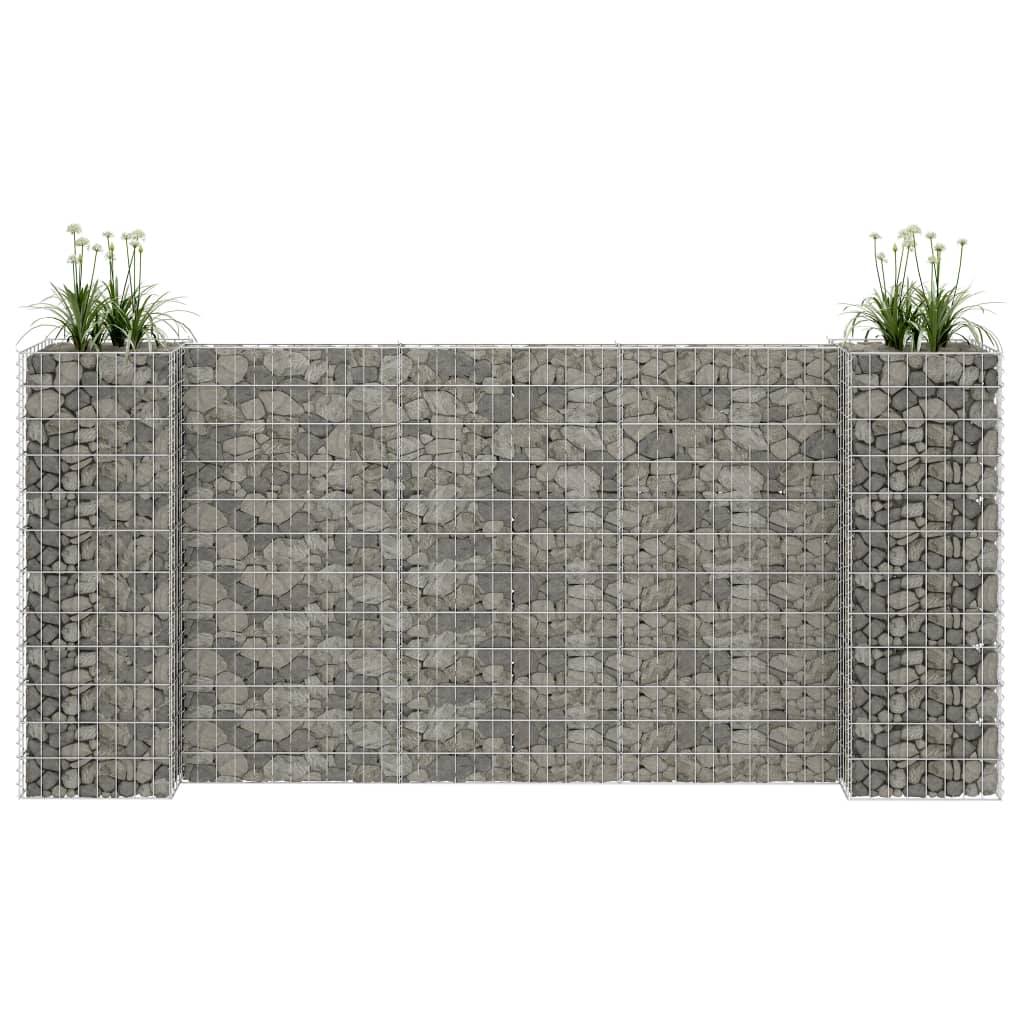Gabionen Pflanzkorb H-Form Stahldraht 260x40x120 cm verzinkt Gabionenwand Mauer