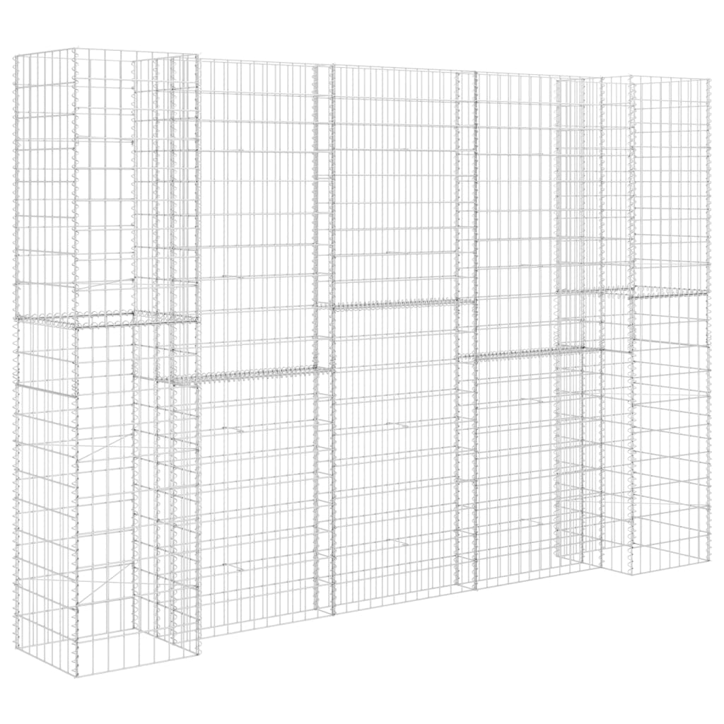 Gabionen Pflanzkorb H-Form Stahldraht 260x40x180 cm verzinkt Gabionenwand Mauer