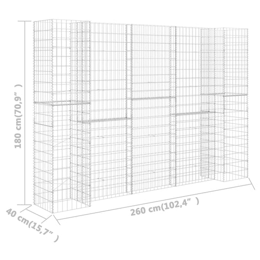 Gabion planting basket H-shape steel wire 260x40x180 cm galvanized gabion wall
