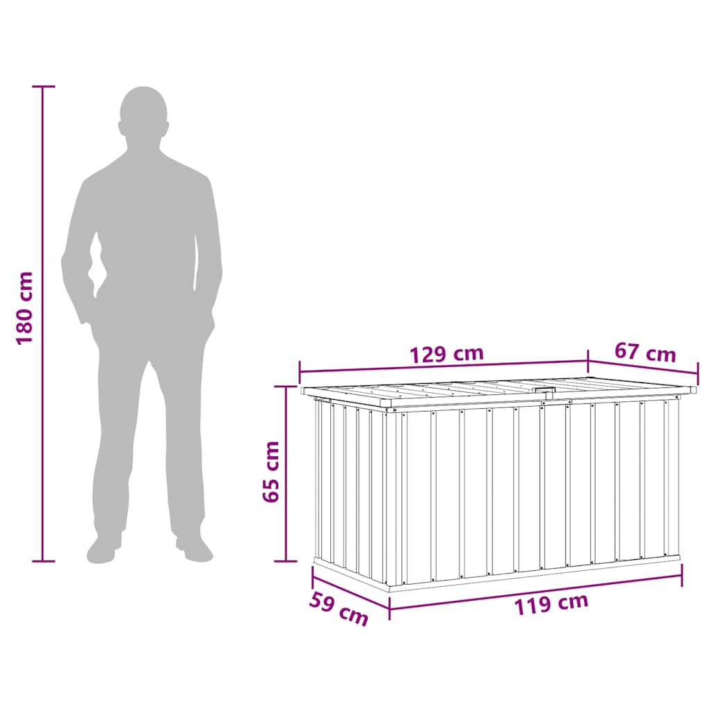 Gartenbox Aufbewahrungsbox 129x67x65 cm Stahl Grün Kissenbox Wetterfest