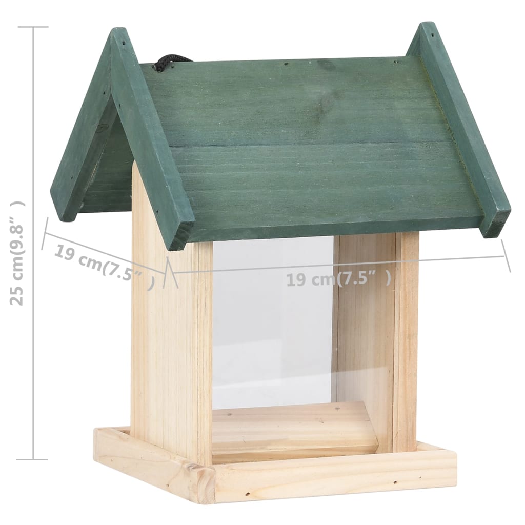 Bird feeders, 4 pieces, fir wood, 19 x 19 x 25 cm, birdhouses, wild bird feeding station