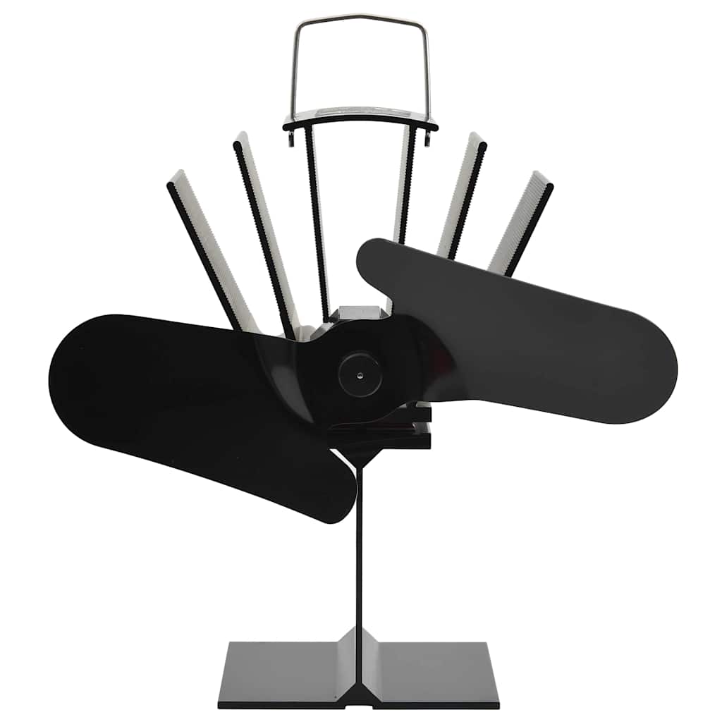 Fireplace fan, stove fan, 2 blades, black, heat-powered, no electricity required