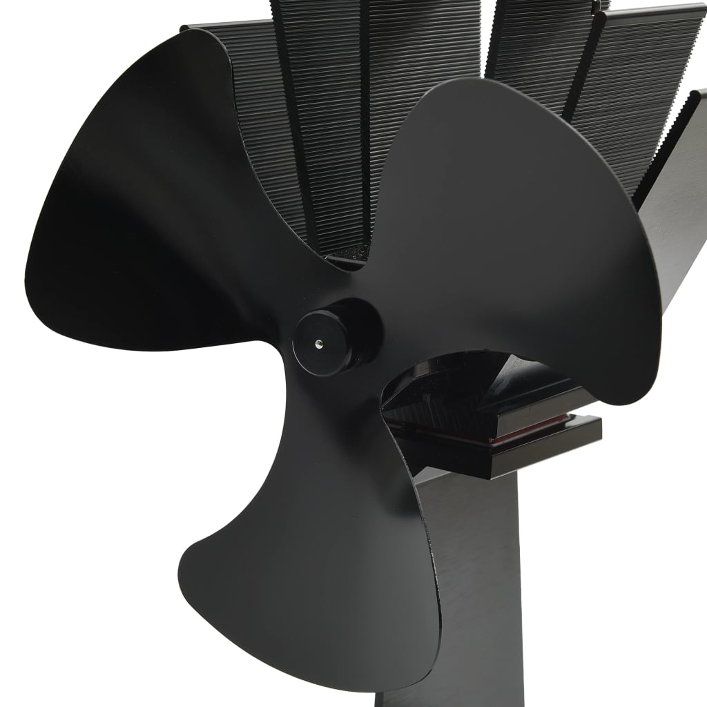 Fireplace fan, 3 blades, black, non-electric, heat-powered