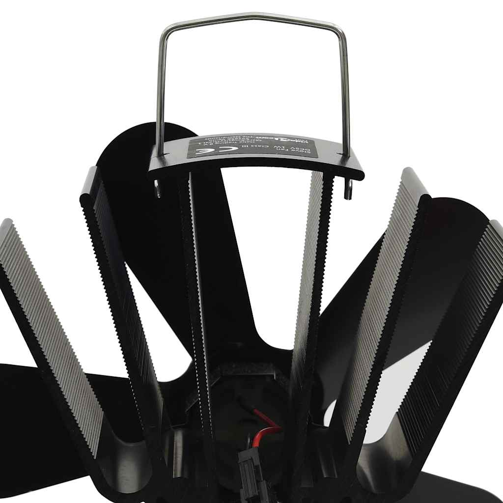 Fireplace fan, 5 blades, black, non-electric, heat distributor