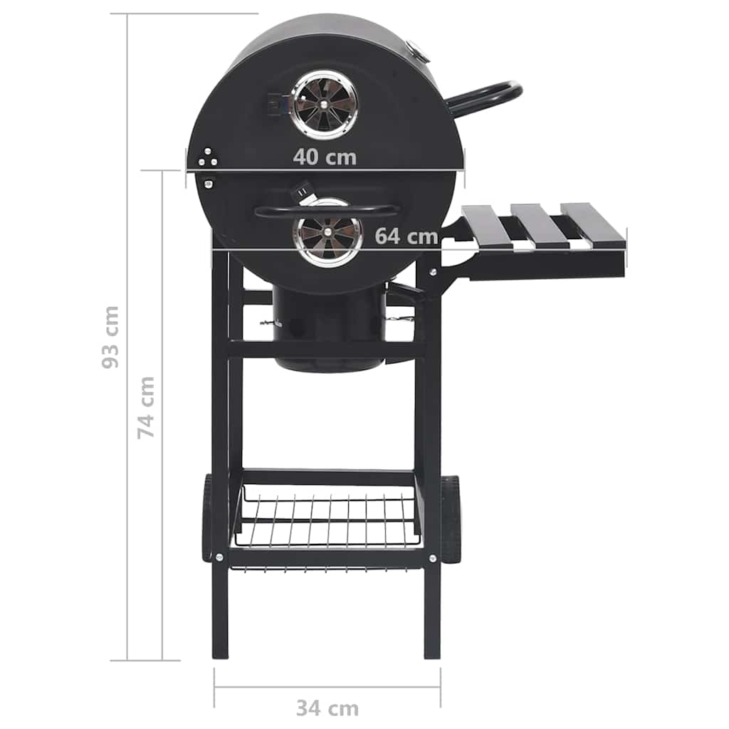 Holzkohlegrill Grillwagen mit Deckel Seitenablage Warmhalterost BBQ