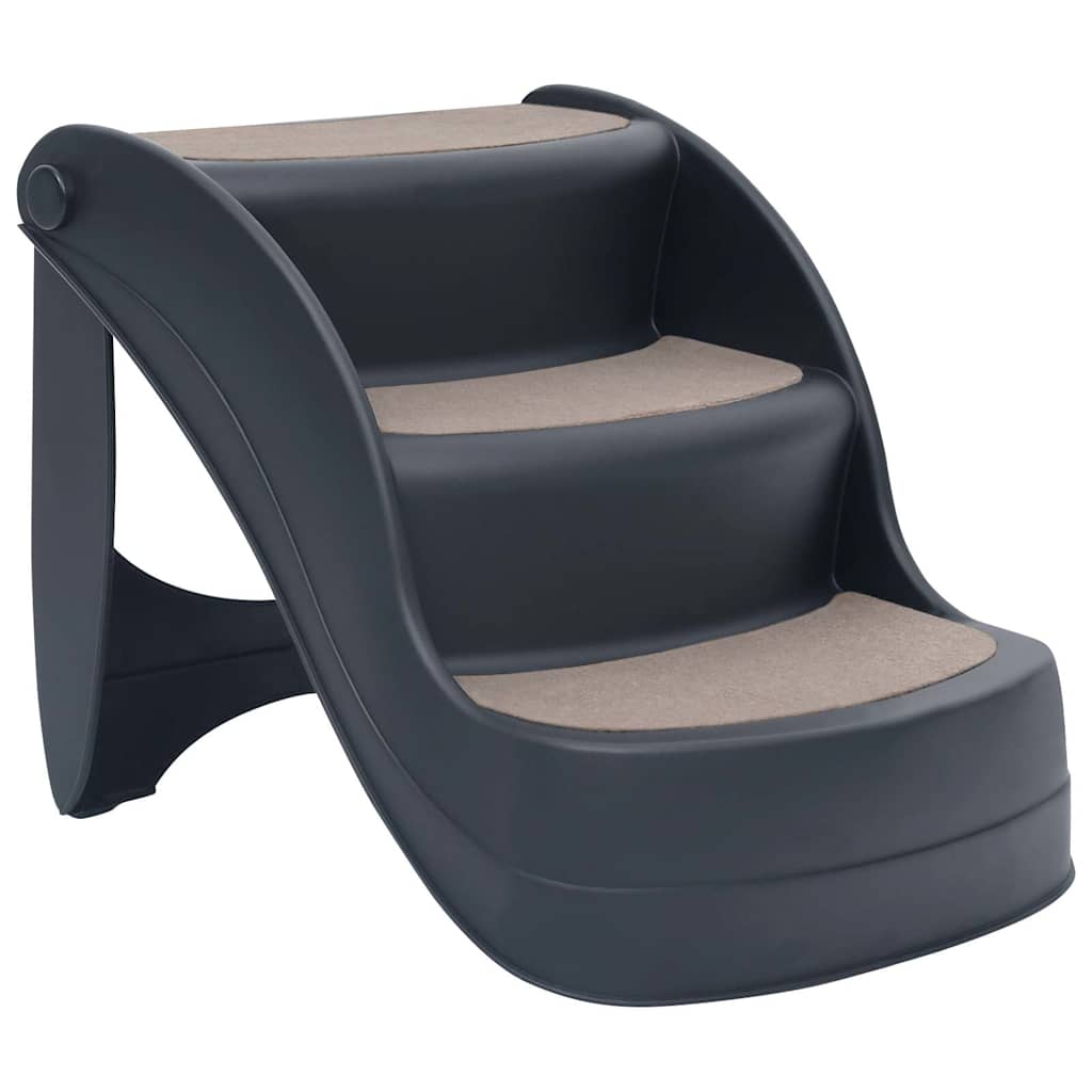 Hundetreppe 3 Stufen Klappbar Dunkelgrau 38x50x38 cm Haustiertreppe
