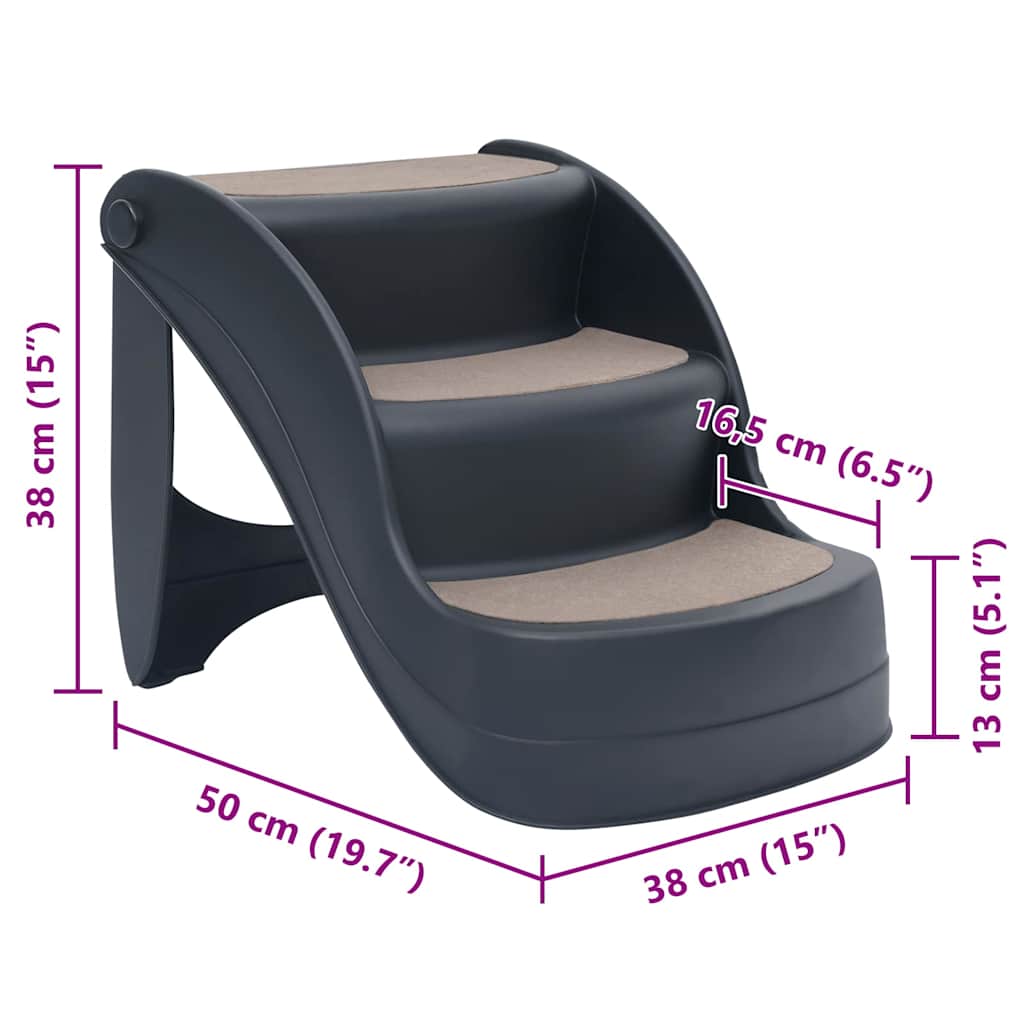 Hundetreppe 3 Stufen Klappbar Dunkelgrau 38x50x38 cm Haustiertreppe