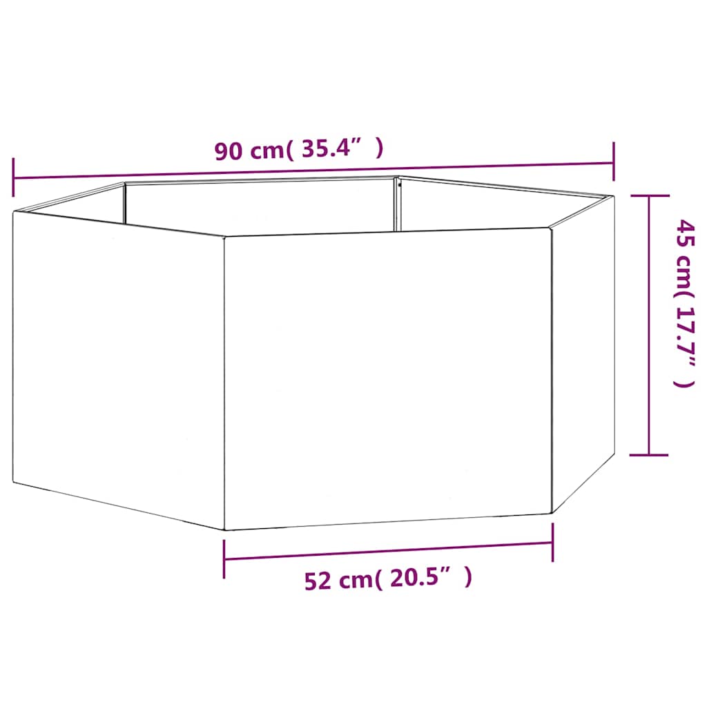 Hochbeet 90x90x45cm Cortenstahl sechseckig rostig Pflanzbeet Pflanzkasten