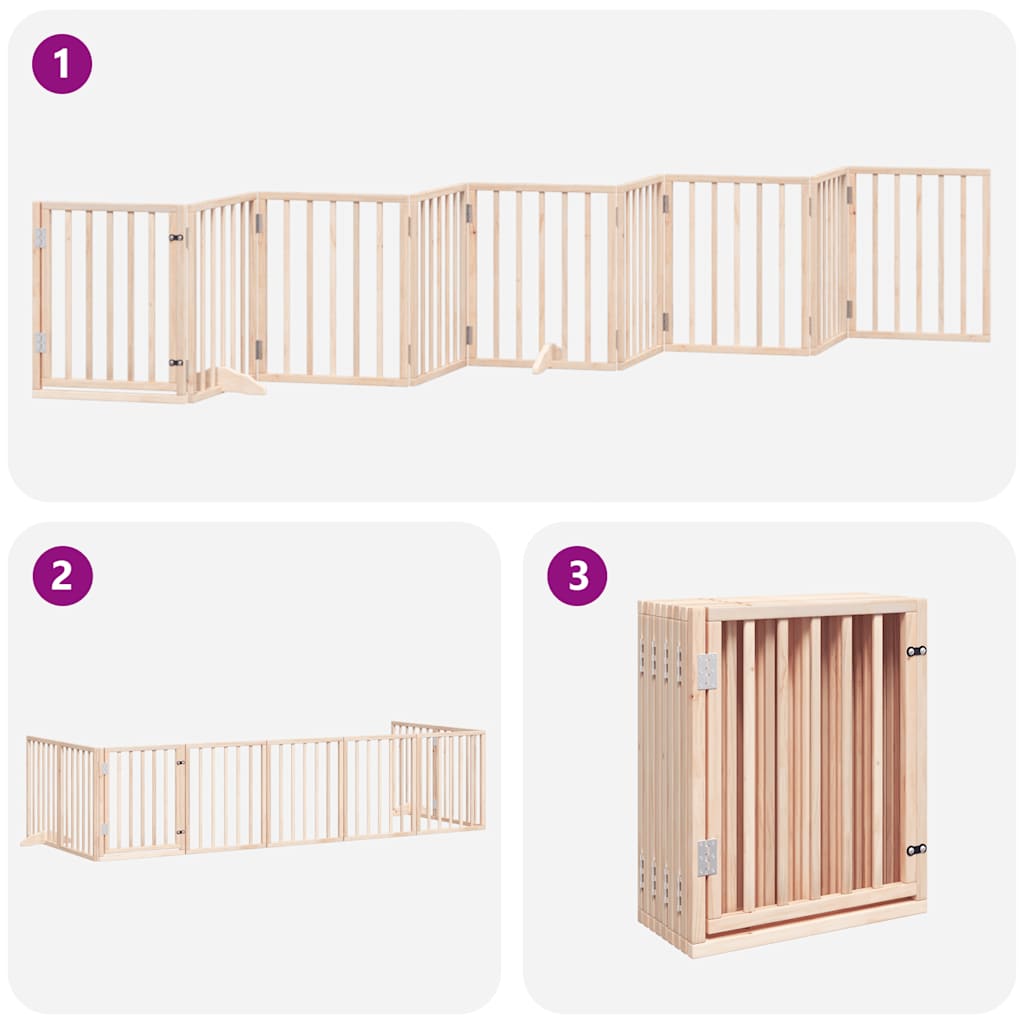 vidaXL 9-piece dog gate with door, foldable, 450 cm, poplar wood