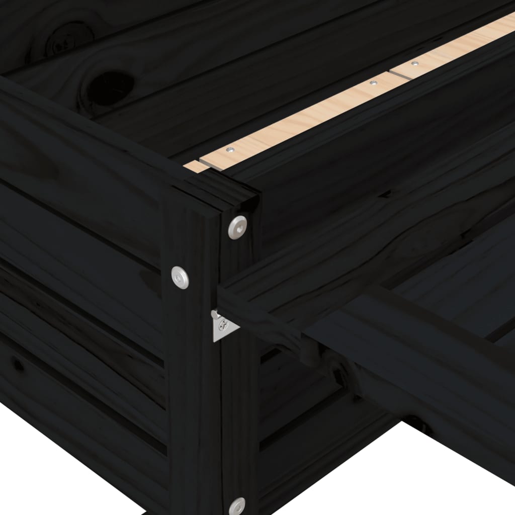vidaXL Planter with Folding Table Top, Black Solid Wood