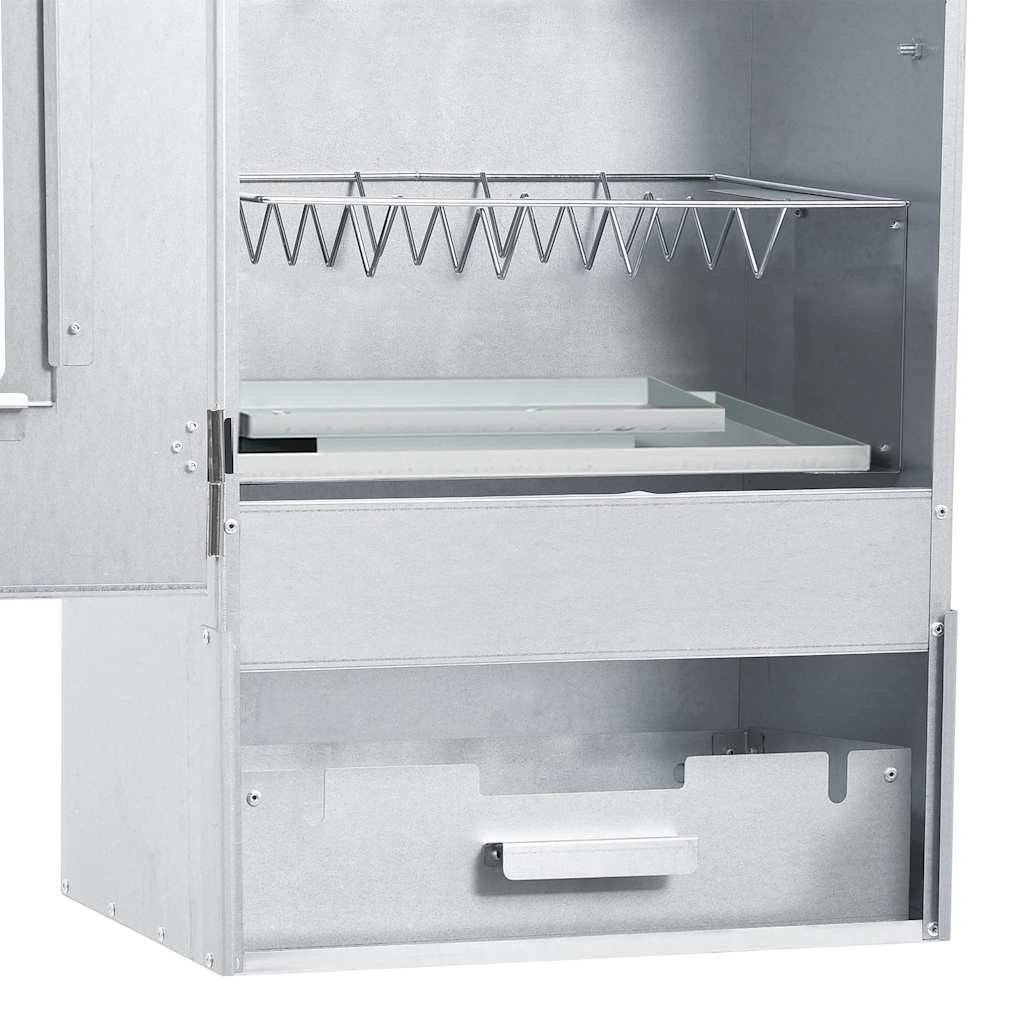 Räucherofen 83 cm mit Tisch Glas Räucherschrank Thermometer 3 Roste 12 Haken Smoker