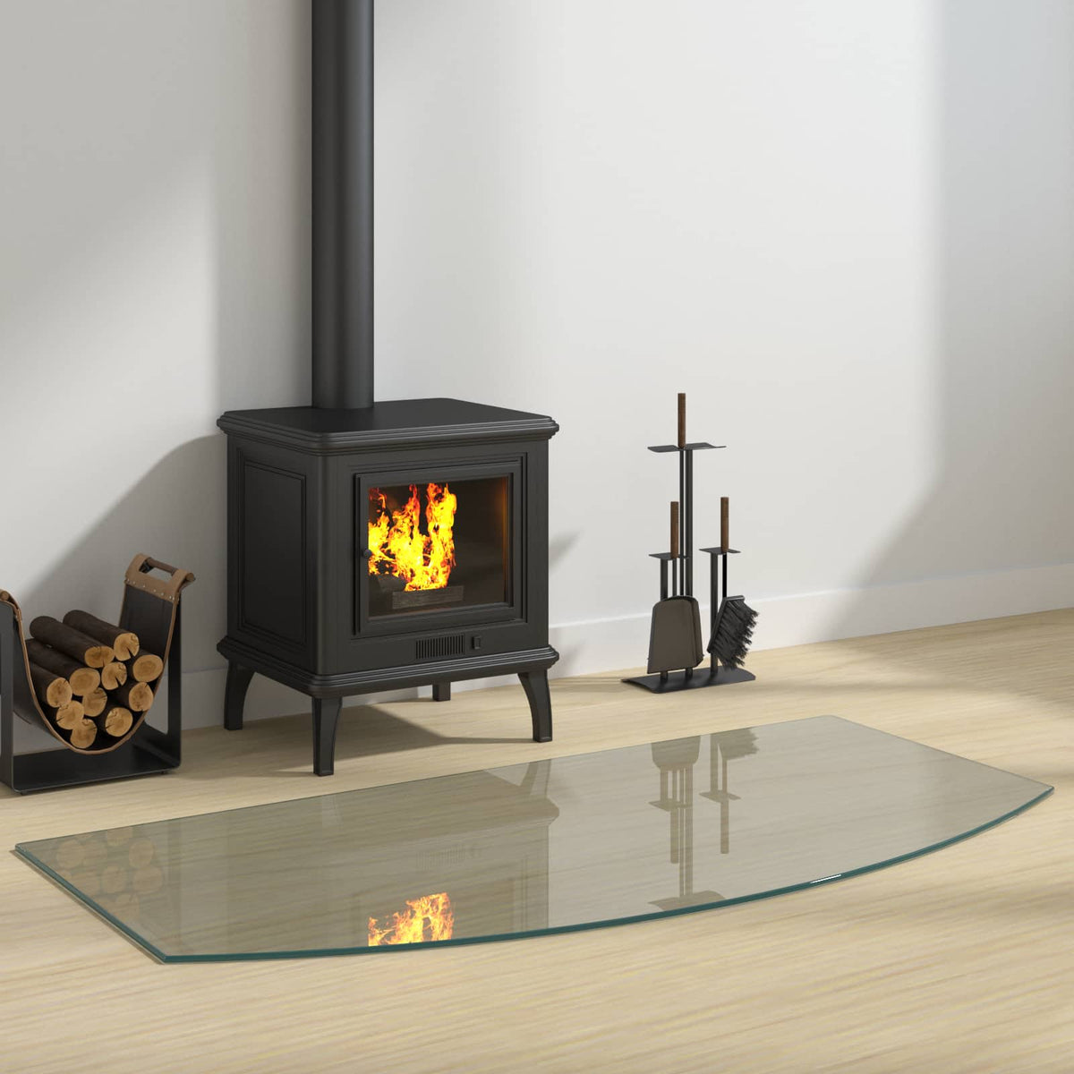 Glasbodenplatte Kamin Ofen 120x60 cm Funkenschutzplatte Glas transparent 250 kg