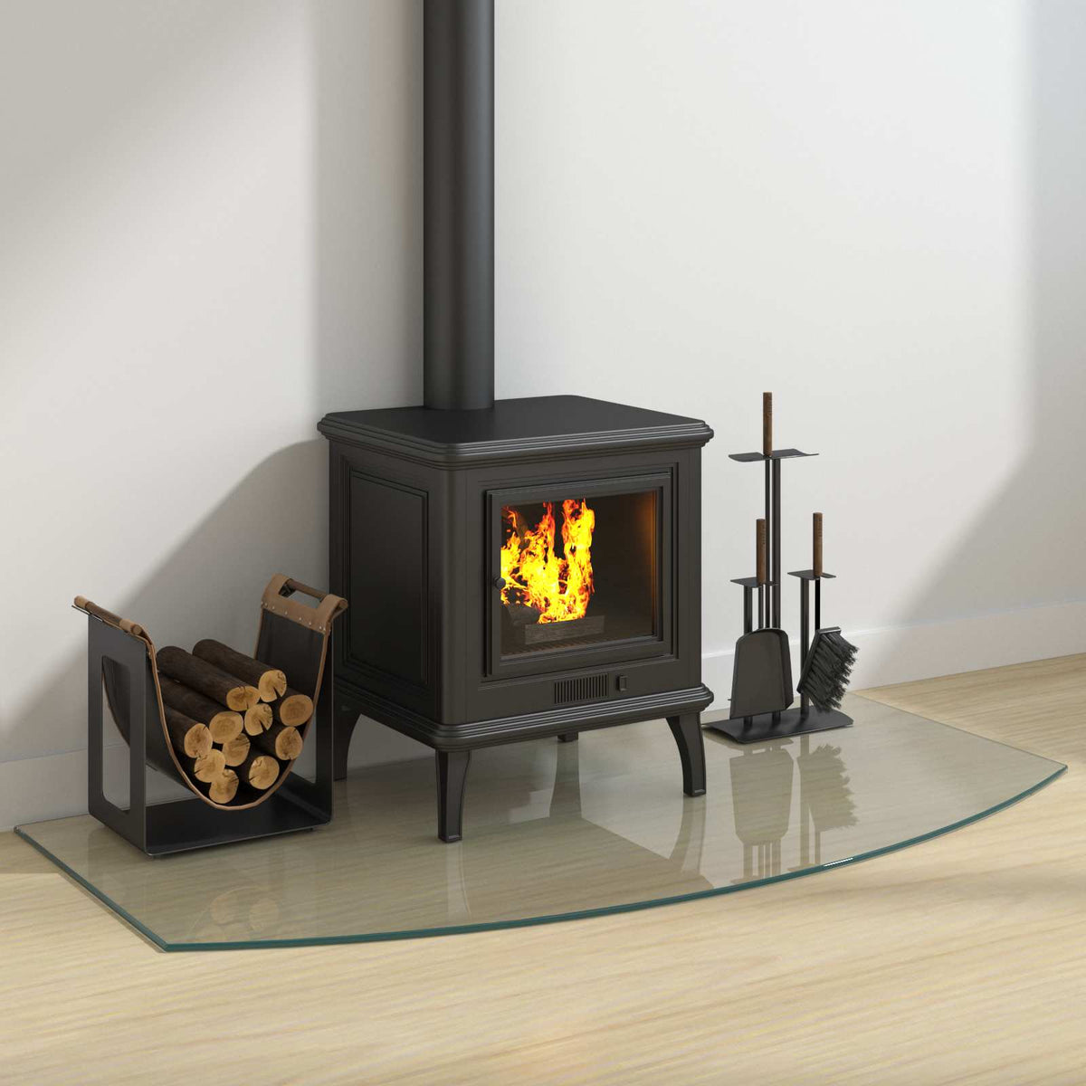 Glasbodenplatte Kamin Ofen 120x60 cm Funkenschutzplatte Glas transparent 250 kg