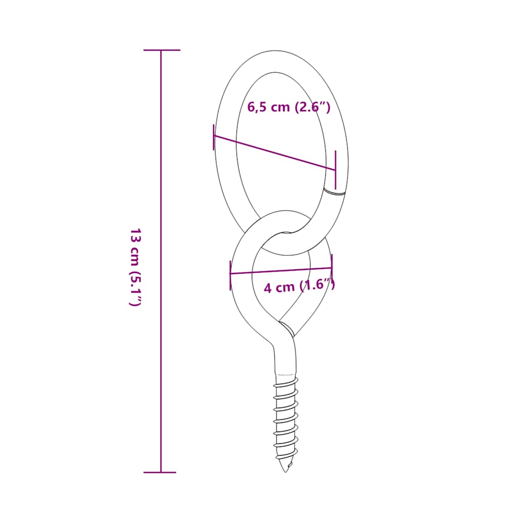 vidaXL Tie-down rings with eye screws, 3 pcs., silver steel