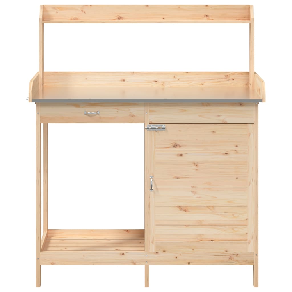 vidaXL Planting table with cabinet 110.5x45x124.5 cm Solid fir wood