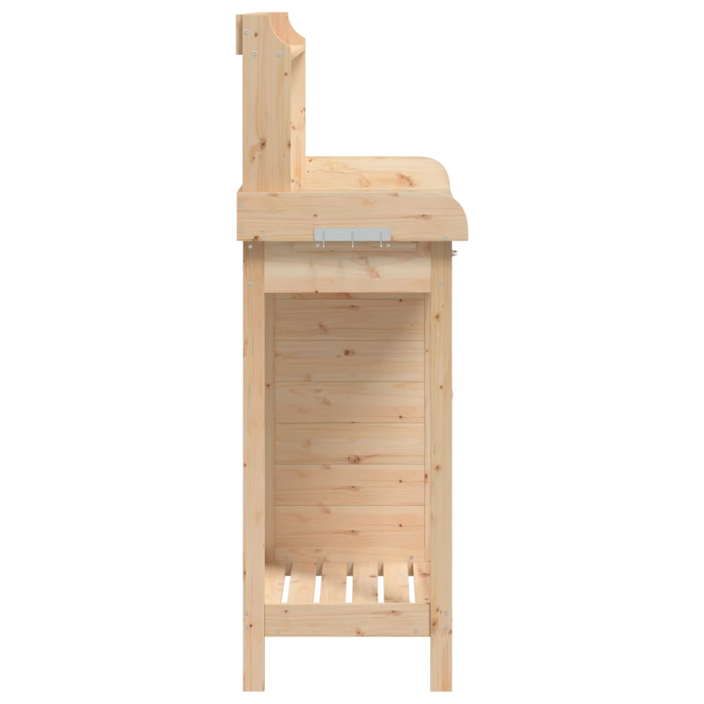 vidaXL Planting table with cabinet 110.5x45x124.5 cm Solid fir wood