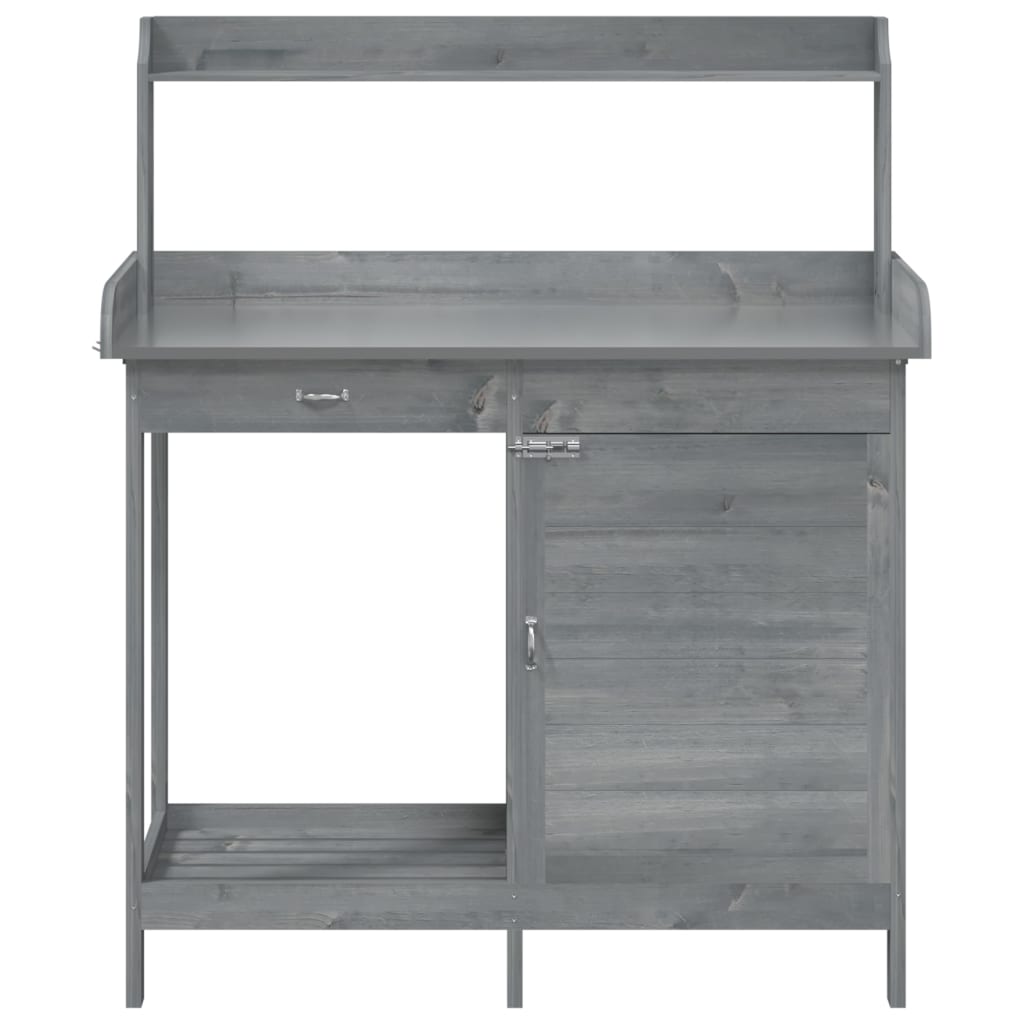 vidaXL Planting Table with Cabinet Grey 110.5x45x124.5 cm Solid Fir Wood