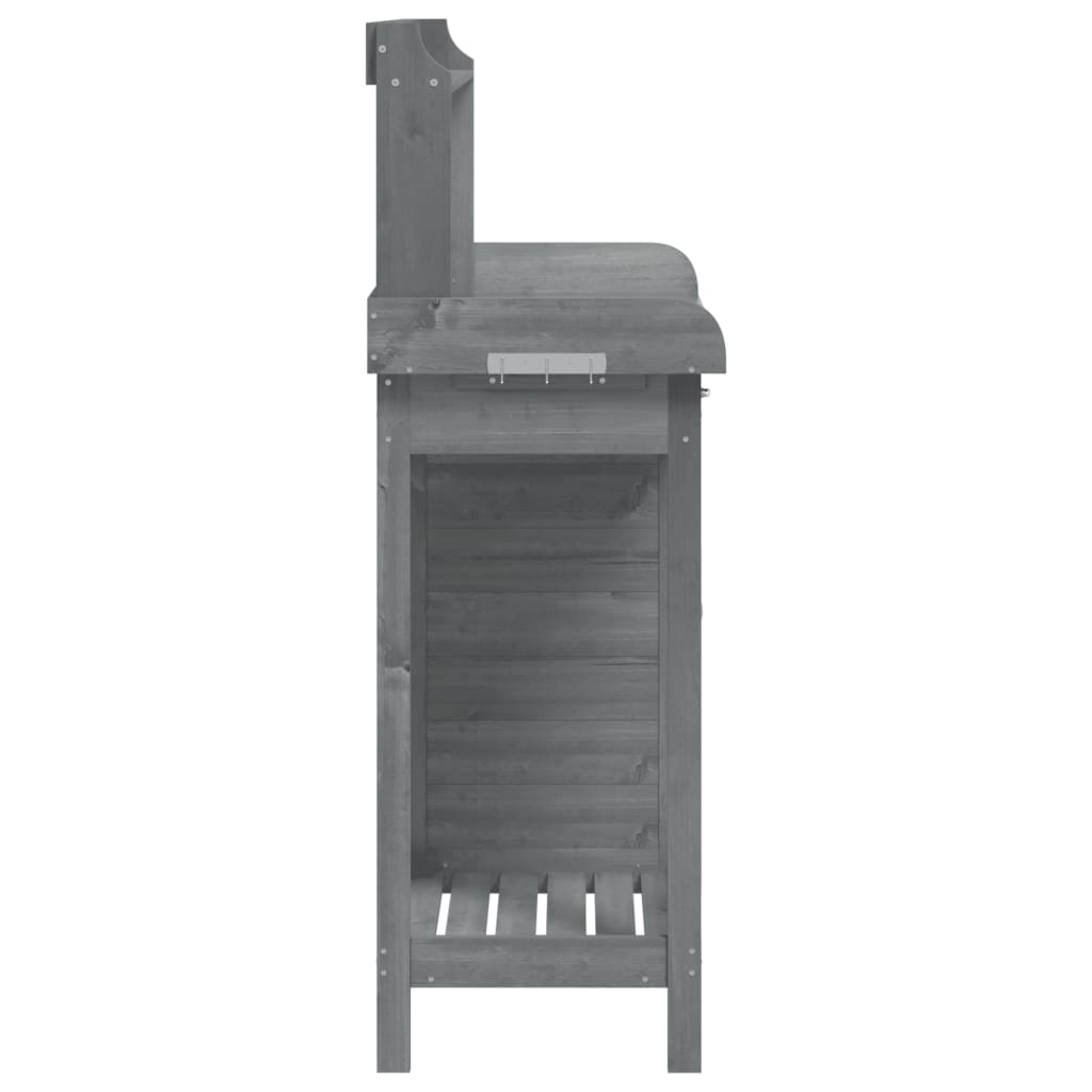 vidaXL Planting Table with Cabinet Grey 110.5x45x124.5 cm Solid Fir Wood