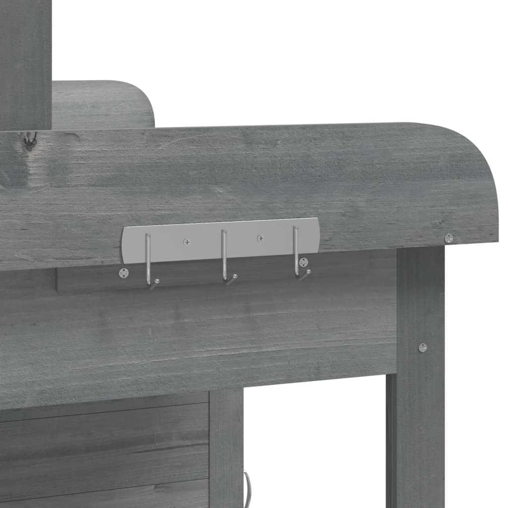 vidaXL Planting Table with Cabinet Grey 110.5x45x124.5 cm Solid Fir Wood
