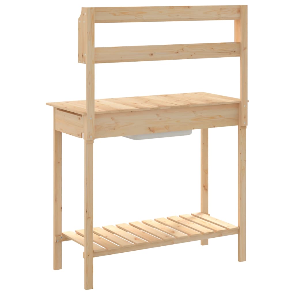 vidaXL Planting Table with Sink 147.5x44x139.5 cm Solid Fir Wood