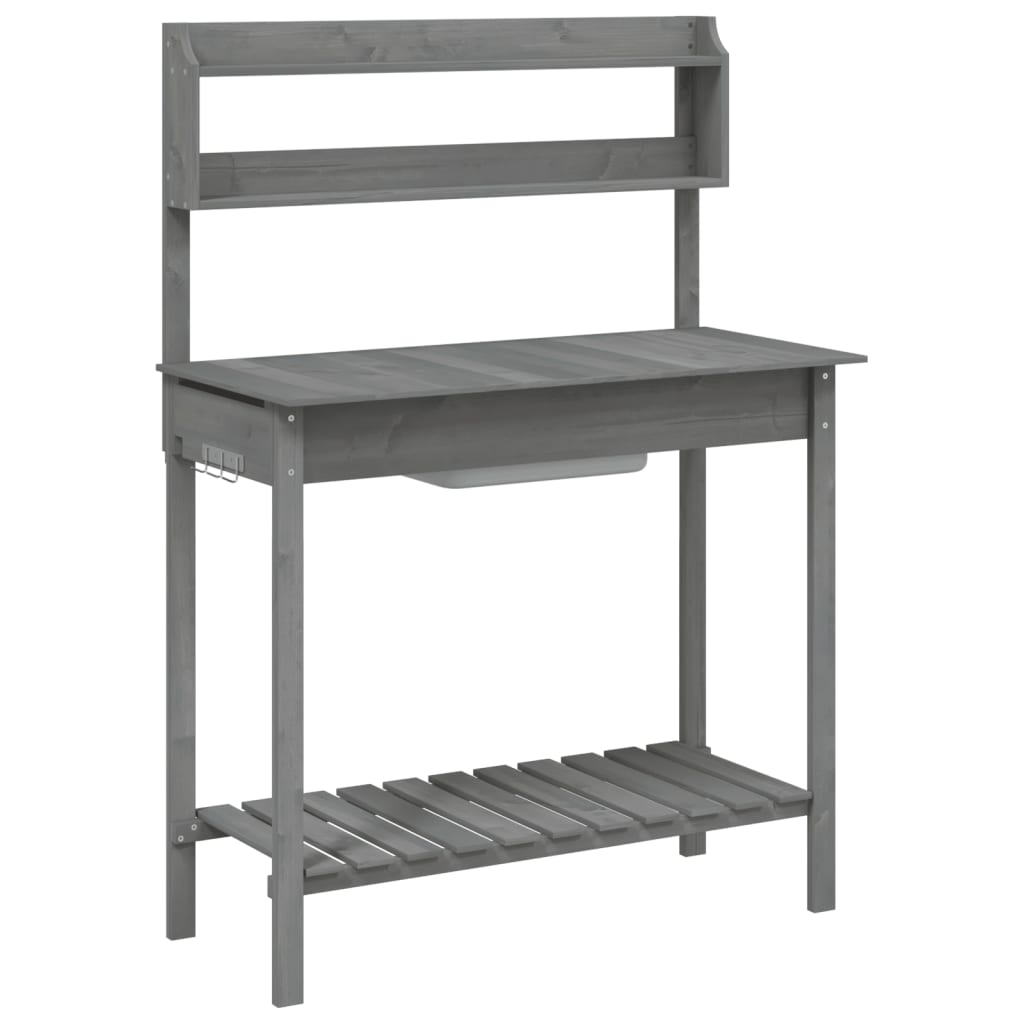 vidaXL Planting Table with Sink 147.5x44x139.5 cm Solid Fir Wood