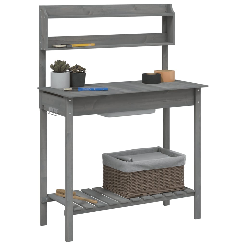 vidaXL Planting Table with Sink 147.5x44x139.5 cm Solid Fir Wood