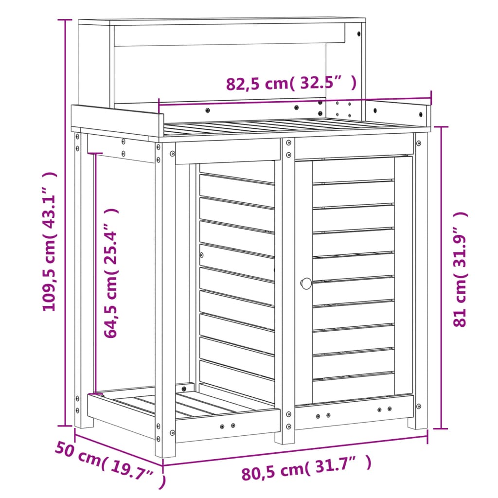 vidaXL Planting Table with Shelves 82.5x50x109.5 cm Solid Douglas Fir