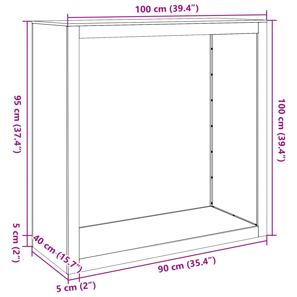 Kaminholzregal Brennholzregal Holzregal 100x40x100 cm Stahl Anthrazit Kamin