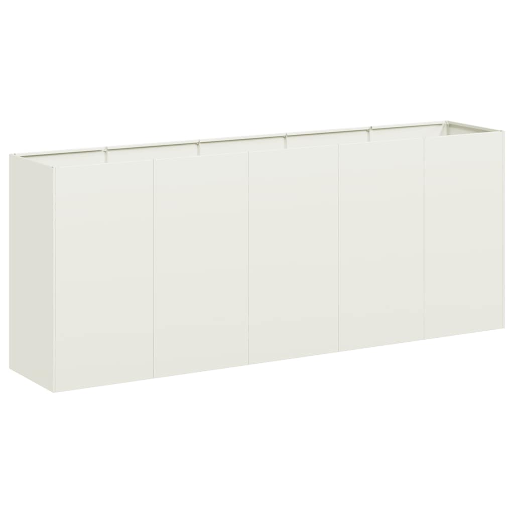 Raised garden bed planter, white, 200x40x80 cm, cold-rolled steel.