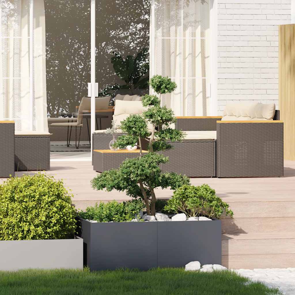 Raised garden bed planter, anthracite, 100x100x40 cm, cold-rolled steel.