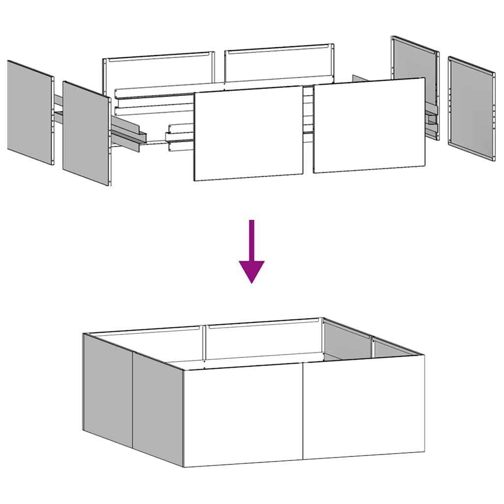 Raised garden bed planter, anthracite, 100x100x40 cm, cold-rolled steel.