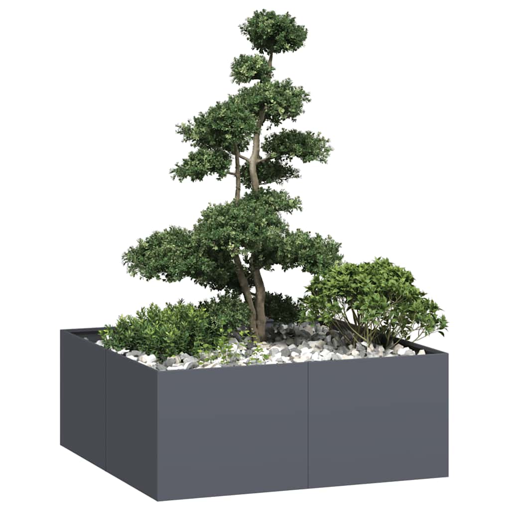 Raised garden bed planter, anthracite, 100x100x40 cm, cold-rolled steel.